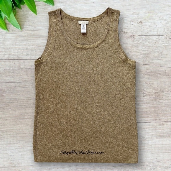Chicoโs stretch gold metallic sleeveless sweater/shell *shop@iamwarrior - Picture 2 of 7